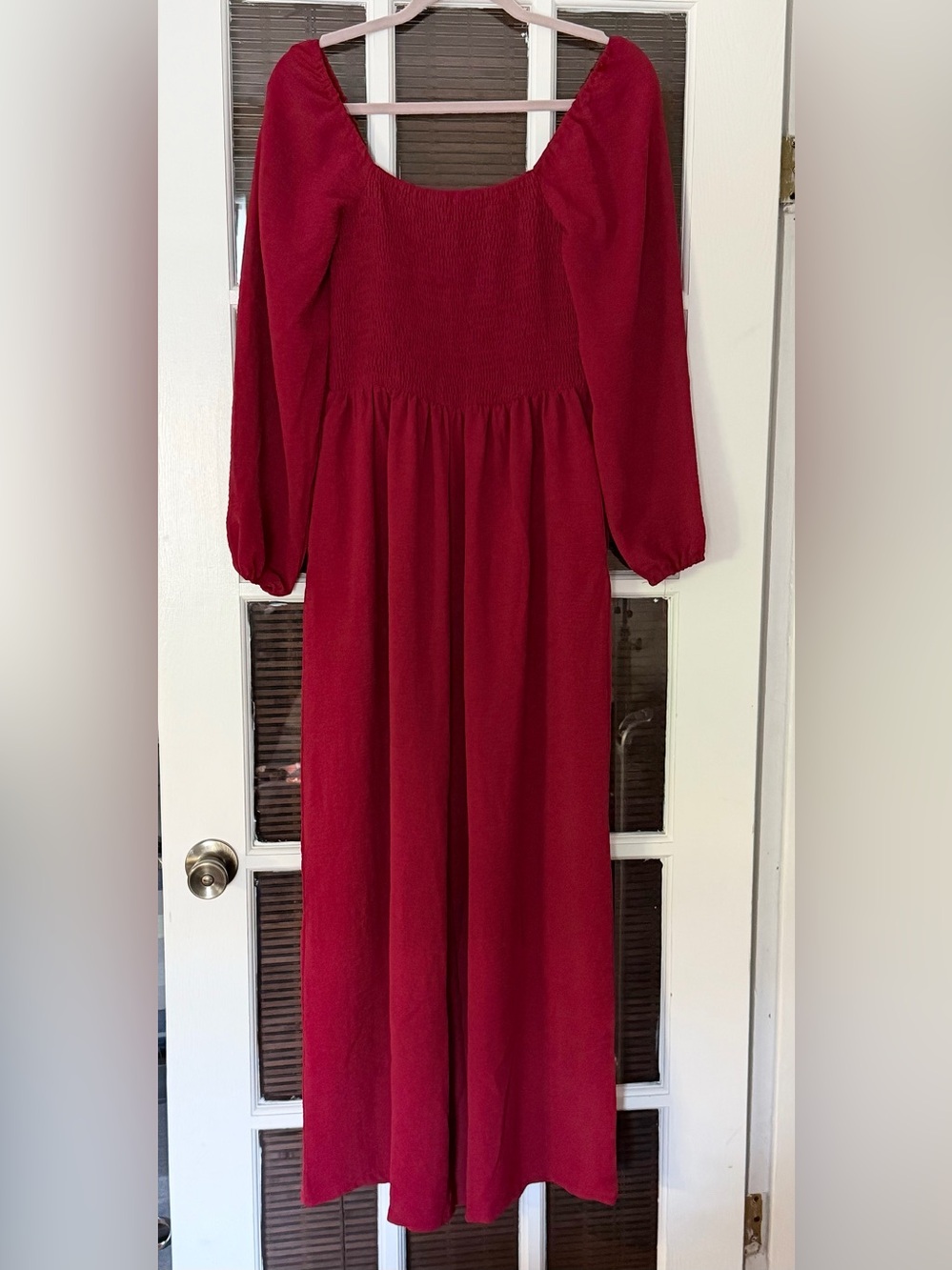 Dokotoo Women’s M Red Smocked Wide Leg Off Shoulder Jumpsuit | SKU 0417